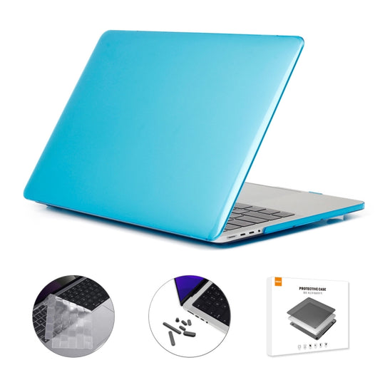 ENKAY Hat-Prince 3 in 1 Crystal Laptop Protective Case + TPU Keyboard Film + Anti-dust Plugs Set for MacBook Pro 16.2 inch A2485 2021/A2880 2023, Version:US Version(Light Blue) - MacBook Pro Cases by ENKAY | Online Shopping UK | buy2fix