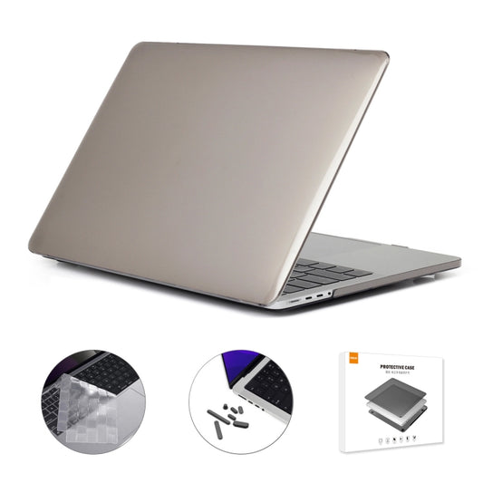 ENKAY Hat-Prince 3 in 1 Crystal Laptop Protective Case + TPU Keyboard Film + Anti-dust Plugs Set for MacBook Pro 14.2 inch A2442 2021, Version:EU Version(Grey) - MacBook Pro Cases by ENKAY | Online Shopping UK | buy2fix