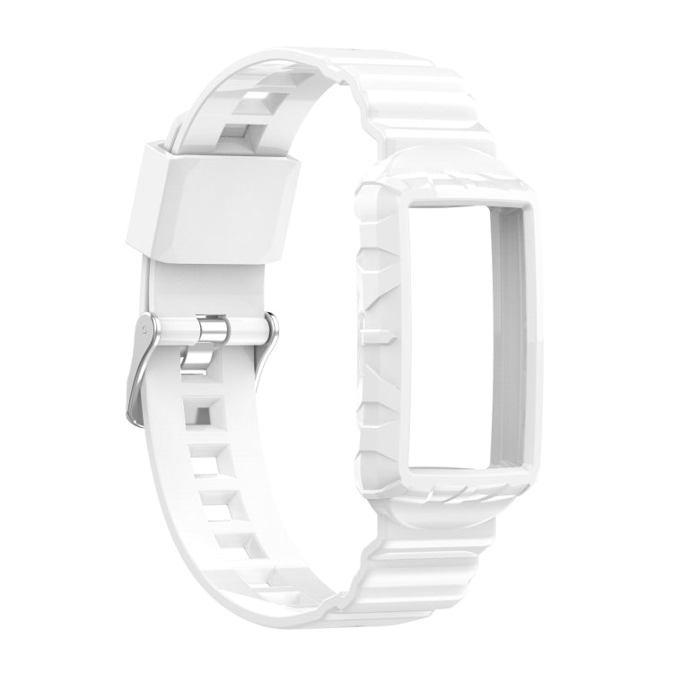 For Fitbit Charge 5 Silicone One Body Armor Watch Band(White) - Watch Bands by buy2fix | Online Shopping UK | buy2fix