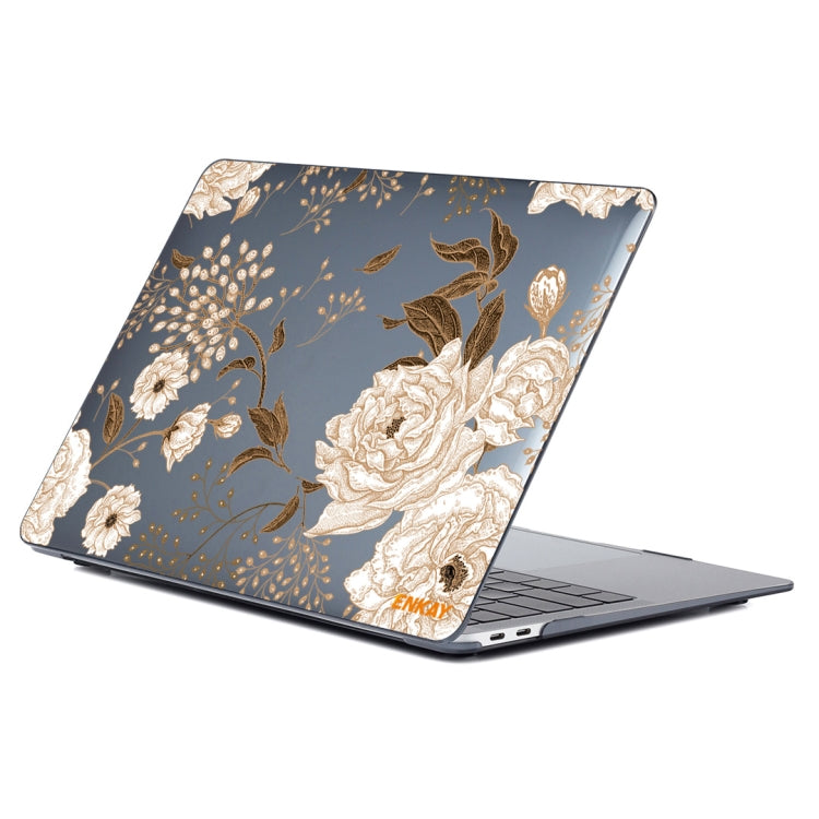 ENKAY Vintage Pattern Series Laotop Protective Crystal Case For MacBook Air 13.3 inch A1932 / A2179 / A2337(Golden Peony) - MacBook Air Cases by ENKAY | Online Shopping UK | buy2fix