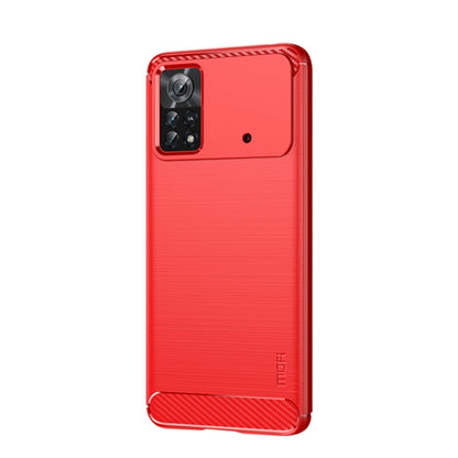 For Xiaomi Poco X4 Pro 5G MOFI Gentleness Brushed Carbon Fiber Soft TPU Case(Red) - Xiaomi Cases by MOFI | Online Shopping UK | buy2fix