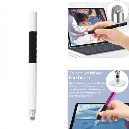 AT-31 Conductive Cloth Head + Precision Sucker Capacitive Pen Head 2-in-1 Handwriting Stylus with 2 Pen Head(Silvery White) - Stylus Pen by buy2fix | Online Shopping UK | buy2fix