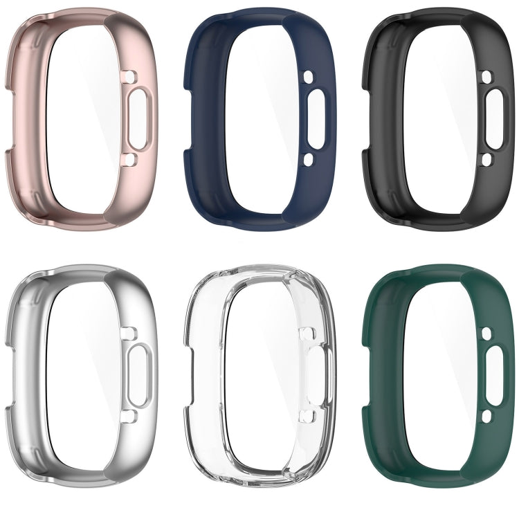 For Fitbit Versa 4 PC+ Toughened Film Integrated Protective Case(Rose Gold) - Watch Cases by buy2fix | Online Shopping UK | buy2fix