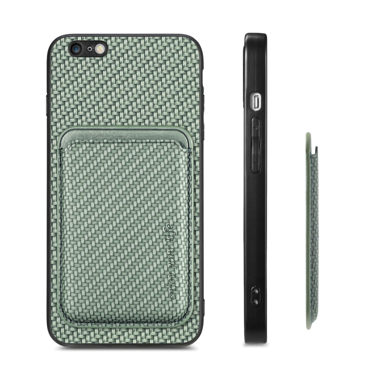 For iPhone 6 Plus / 6S Plus Carbon Fiber Leather Card Magsafe Magnetic Phone Case(Green) - More iPhone Cases by buy2fix | Online Shopping UK | buy2fix