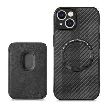 For iPhone 14 Pro Carbon Fiber Leather Card Magsafe Magnetic Phone Case(Black) - iPhone 14 Pro Cases by buy2fix | Online Shopping UK | buy2fix