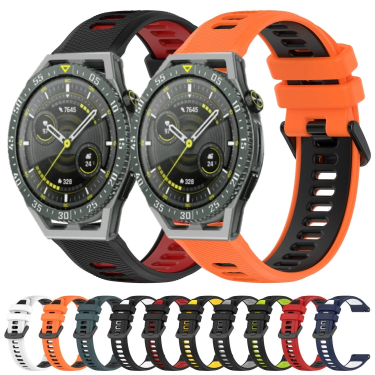 For Huawei Watch GT Runner 22mm Sports Two-Color Silicone Watch Band(Olive Green+Black) - Watch Bands by buy2fix | Online Shopping UK | buy2fix