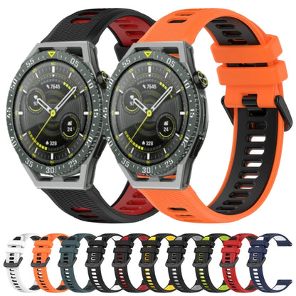 For Huawei Watch GT3 46mm 22mm Sports Two-Color Silicone Watch Band(Black+Yellow) - Watch Bands by buy2fix | Online Shopping UK | buy2fix