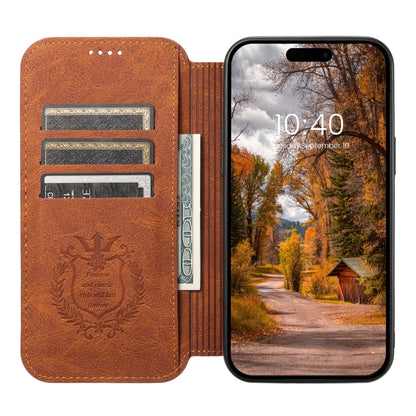 For iPhone 13 Pro Suteni J06 Retro Matte Litchi Texture Leather Magnetic Magsafe Phone Case(Khaki) - iPhone 13 Pro Cases by Suteni | Online Shopping UK | buy2fix
