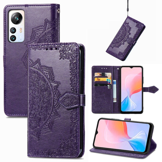 For Blackview A85 Mandala Flower Embossed Leather Phone Case(Purple) - More Brand by buy2fix | Online Shopping UK | buy2fix