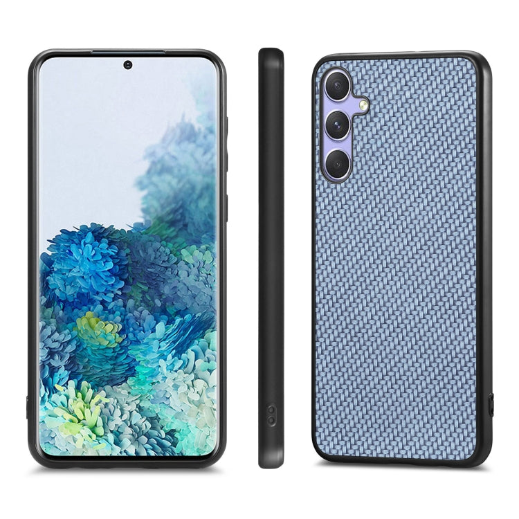 For Samsung Galaxy S25+ 5G Carbon Fiber Texture Leather Back Cover Phone Case(Blue) - Galaxy Phone Cases by buy2fix | Online Shopping UK | buy2fix