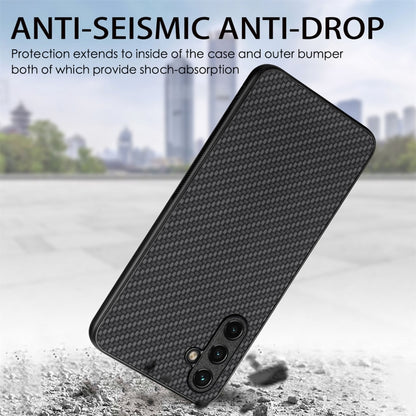 For Samsung Galaxy S25+ 5G Carbon Fiber Texture Leather Back Cover Phone Case(Khaki) - Galaxy Phone Cases by buy2fix | Online Shopping UK | buy2fix