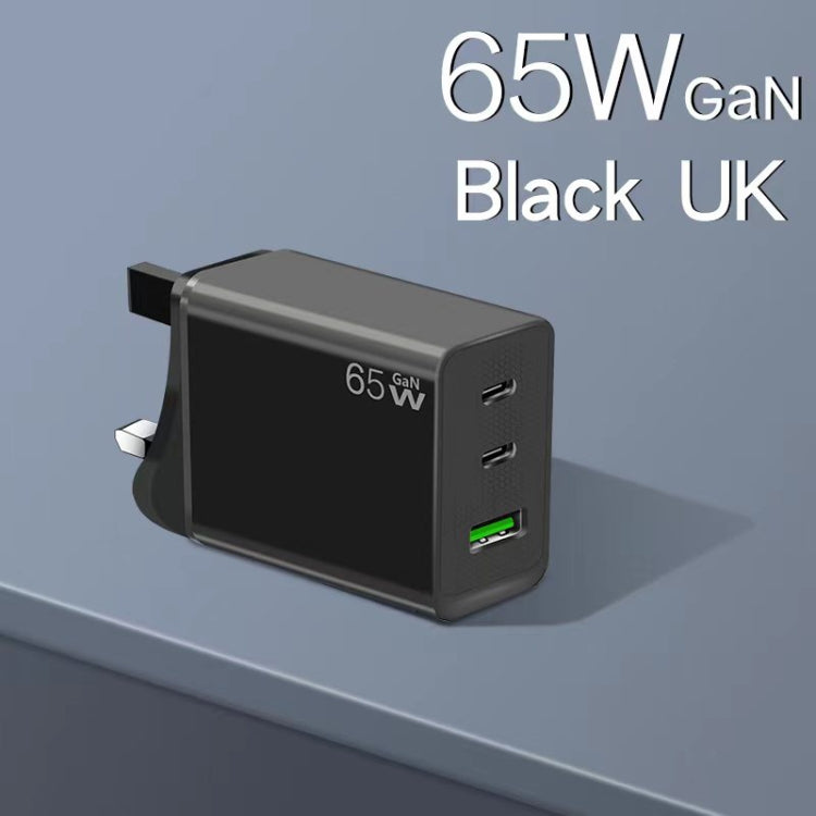 GaN PD65W Type-C x 2 + USB3.0 Laptop Adapter ,EU Plug(Black) - USB Charger by buy2fix | Online Shopping UK | buy2fix