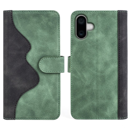 For iPhone 16 Stitching Horizontal Flip Leather Phone Case(Green) - iPhone 16 Cases by buy2fix | Online Shopping UK | buy2fix