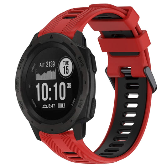 For Garmin Instinct Sports Two-Color Silicone Watch Band(Red+Black) - Watch Bands by buy2fix | Online Shopping UK | buy2fix