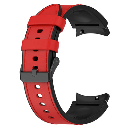 For Samsung Galaxy Watch 6 Silicone Leather Black Buckle Watch Band(Red) - Watch Bands by buy2fix | Online Shopping UK | buy2fix