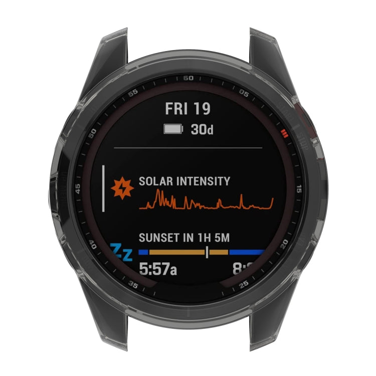 For Garmin Fenix 7S Pro Half-Package TPU Watch Protective Case(Transparent Black) - Watch Cases by buy2fix | Online Shopping UK | buy2fix