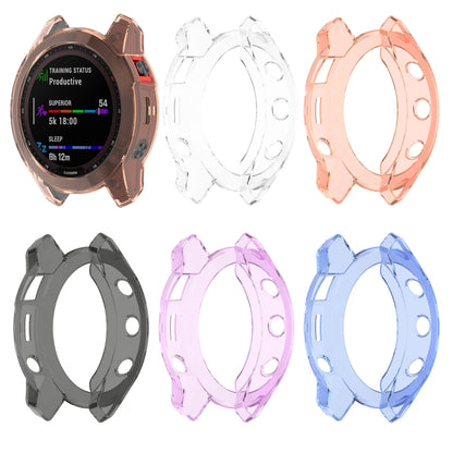 For Garmin Fenix 7 Pro Half-Package TPU Watch Protective Case(Transparent Orange) - Watch Cases by buy2fix | Online Shopping UK | buy2fix