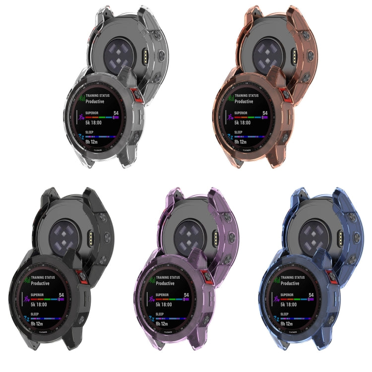 For Garmin Fenix 7S Pro Half-Package TPU Watch Protective Case(Transparent Blue) - Watch Cases by buy2fix | Online Shopping UK | buy2fix