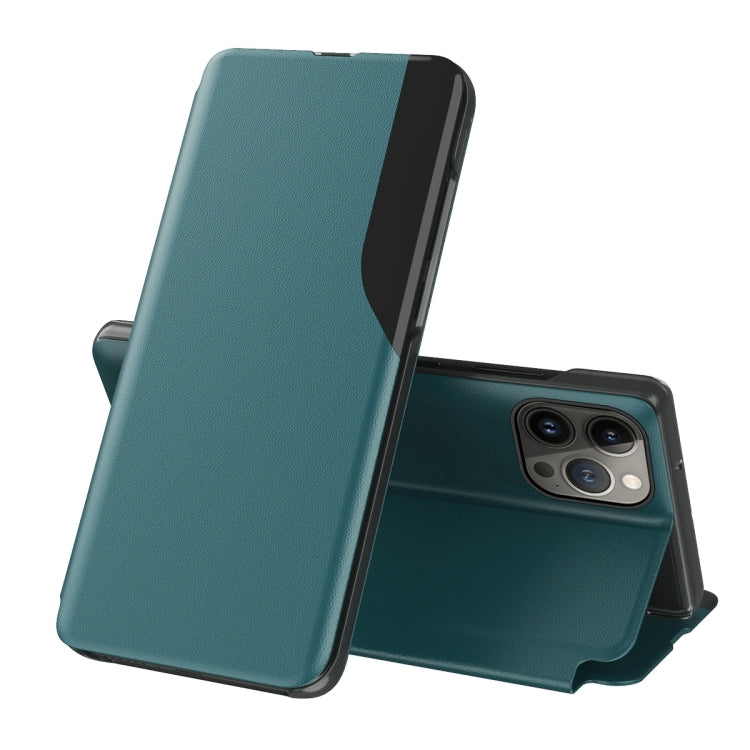 For iPhone 16 Pro Max Side Display Flip Leather Phone Case(Green) - More iPhone Cases by buy2fix | Online Shopping UK | buy2fix