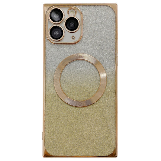 For iPhone 11 Pro Square Gradient Magsafe Electroplating TPU Phone Case(Gold) - iPhone 11 Pro Cases by buy2fix | Online Shopping UK | buy2fix