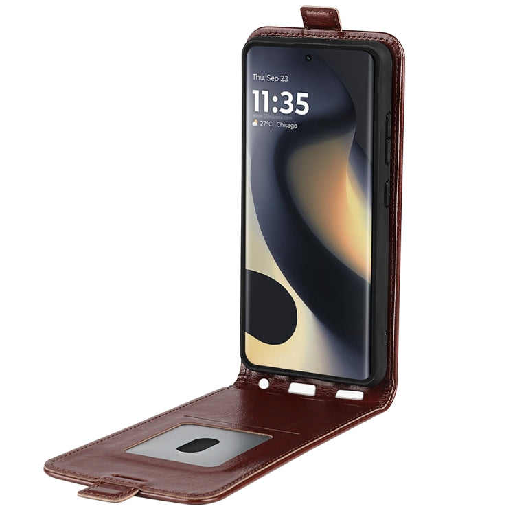 For Motorola Edge 5G 2024 R64 Texture Single Vertical Flip Leather Phone Case(Brown) - Motorola Cases by buy2fix | Online Shopping UK | buy2fix