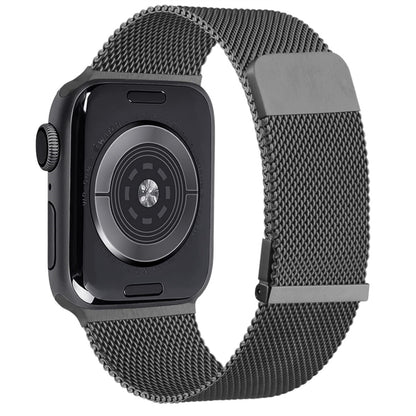 For  Apple Watch 7 45mm Milan Double Magnetic Steel Mesh Watch Band(Gray) - Watch Bands by buy2fix | Online Shopping UK | buy2fix