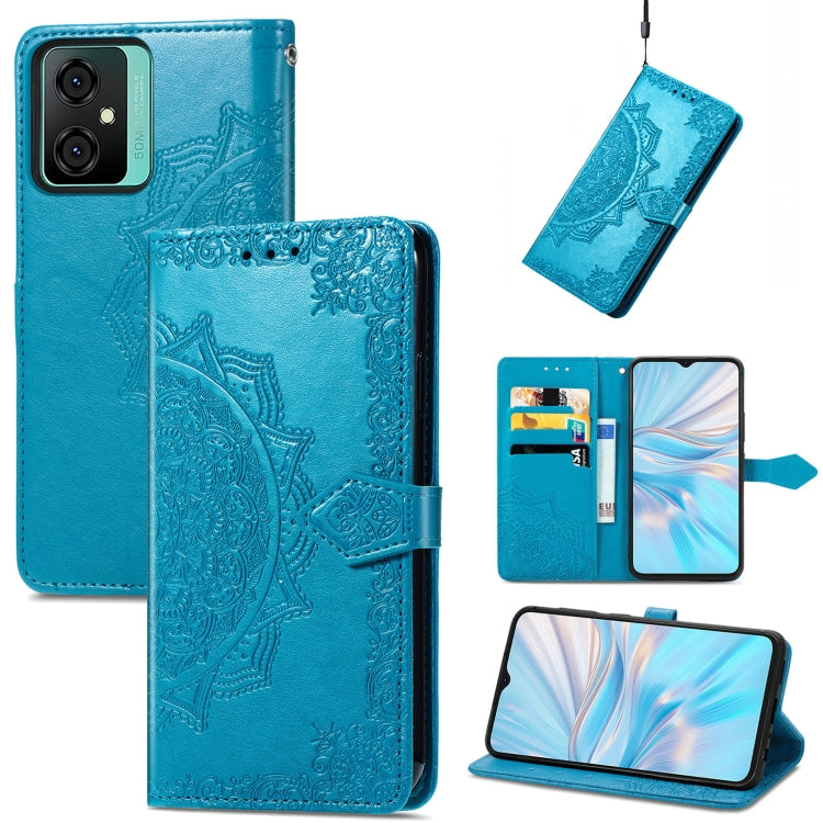 For Blackview C70 Mandala Flower Embossed Leather Phone Case(Blue) - More Brand by buy2fix | Online Shopping UK | buy2fix