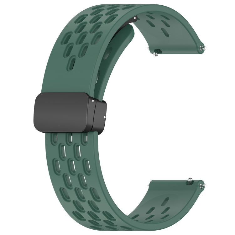 For Amazfit GTR Mini 20mm Folding Magnetic Clasp Silicone Watch Band(Dark Green) - Watch Bands by buy2fix | Online Shopping UK | buy2fix