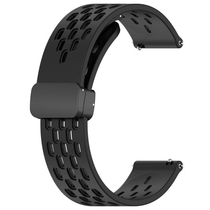 For Amazfit GTS 20mm Folding Magnetic Clasp Silicone Watch Band(Black) - Watch Bands by buy2fix | Online Shopping UK | buy2fix