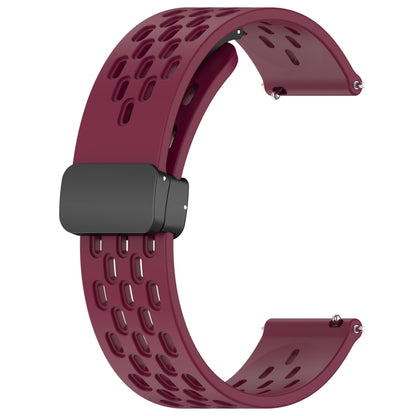 For Amazfit GTS 20mm Folding Magnetic Clasp Silicone Watch Band(Burgundy) - Watch Bands by buy2fix | Online Shopping UK | buy2fix