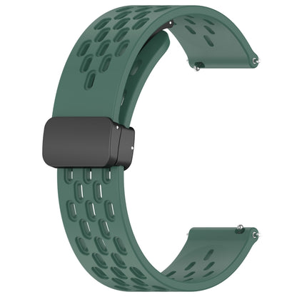 For Amazfit Bip 1S 20mm Folding Magnetic Clasp Silicone Watch Band(Dark Green) - Watch Bands by buy2fix | Online Shopping UK | buy2fix