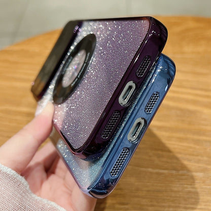 For iPhone 13 Pro Max Large Window MagSafe Gradient Glitter Electroplating TPU Phone Case(Purple) - iPhone 13 Pro Max Cases by buy2fix | Online Shopping UK | buy2fix