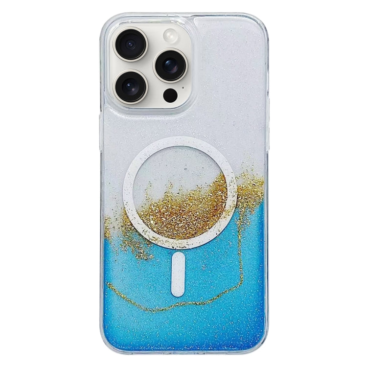 For iPhone 15 Pro MagSafe Gilding Hybrid Clear TPU Phone Case(Blue) - iPhone 15 Pro Cases by buy2fix | Online Shopping UK | buy2fix