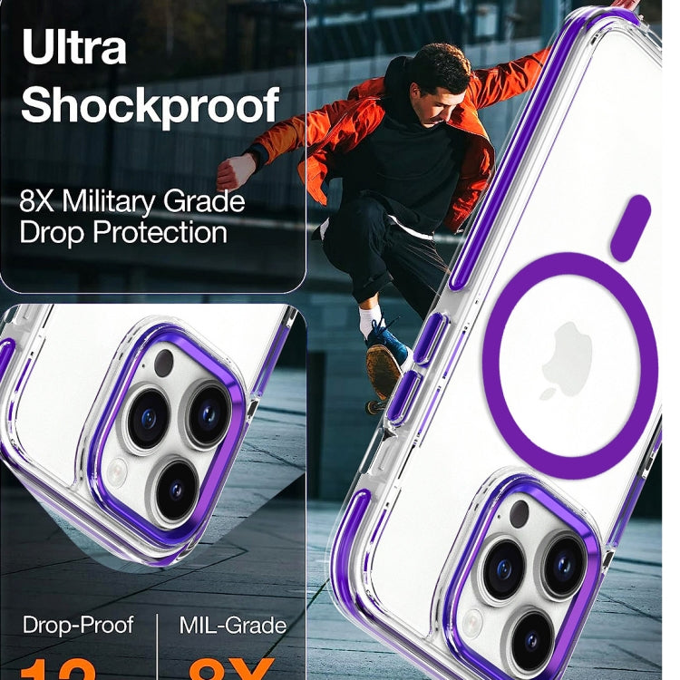 For iPhone 14 Pro Max Dual-color MagSafe TPU Hybrid Clear PC Shockproof Phone Case(White) - iPhone 14 Pro Max Cases by buy2fix | Online Shopping UK | buy2fix