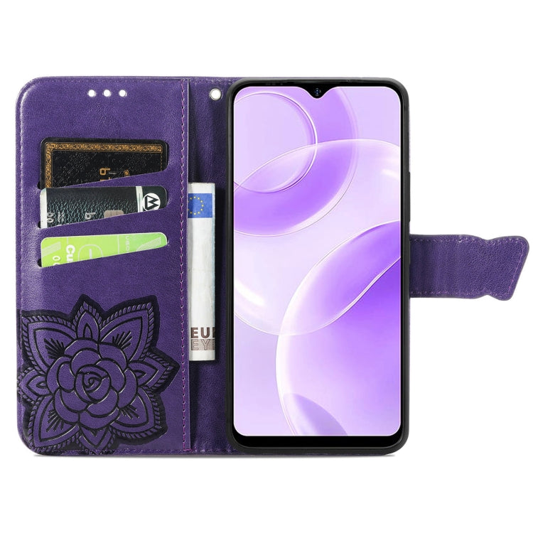 For Ulefone Note 15 Butterfly Love Flower Embossed Leather Phone Case(Purple) - Ulefone Cases by buy2fix | Online Shopping UK | buy2fix