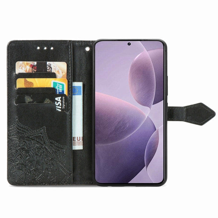 For Xiaomi Redmi K70 Mandala Flower Embossed Leather Phone Case(Black) - K70 Cases by buy2fix | Online Shopping UK | buy2fix