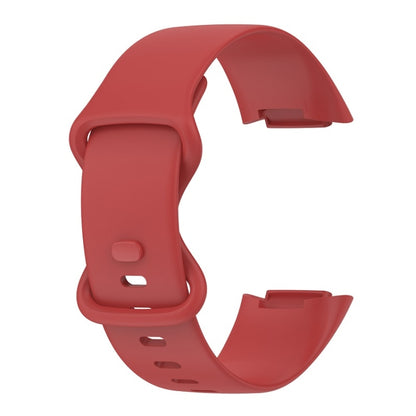 For Fitbit Charge 6 Solid Color Butterfly Buckle Silicone Watch Band, Size:L Size(Red) - Watch Bands by buy2fix | Online Shopping UK | buy2fix