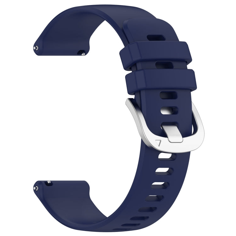 For Garmin Vivoactive 5 Liquid Glossy Silver Buckle Silicone Watch Band(Dark Blue) - Watch Bands by buy2fix | Online Shopping UK | buy2fix