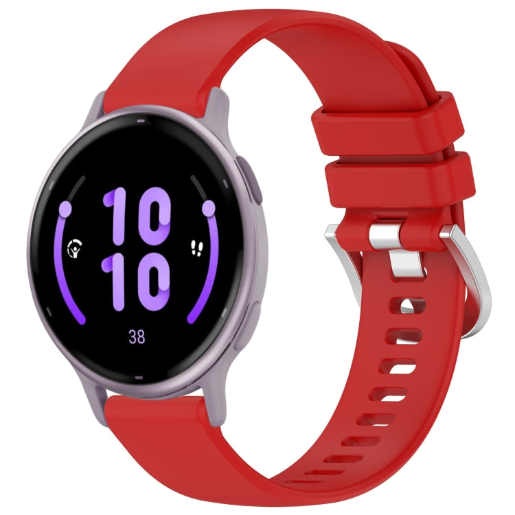 For Garmin Active5 Liquid Glossy Silver Buckle Silicone Watch Band(Red) - Watch Bands by buy2fix | Online Shopping UK | buy2fix