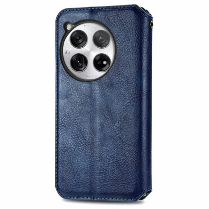 For OnePlus 12 Cubic Grid Pressed Magnetic Leather Phone Case(Blue) - OnePlus Cases by buy2fix | Online Shopping UK | buy2fix