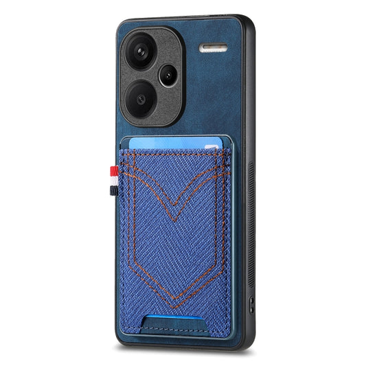 For Xiaomi Redmi Note 13 Pro+ Denim Texture Leather Skin Phone Case with Card Slot(Blue) - Note 13 Pro+ Cases by buy2fix | Online Shopping UK | buy2fix