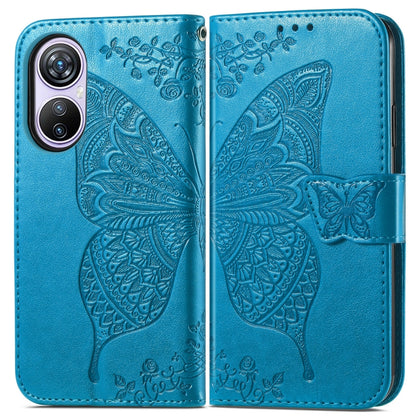 For Blackview A200 Pro Butterfly Love Flower Embossed Leather Phone Case(Blue) - More Brand by buy2fix | Online Shopping UK | buy2fix