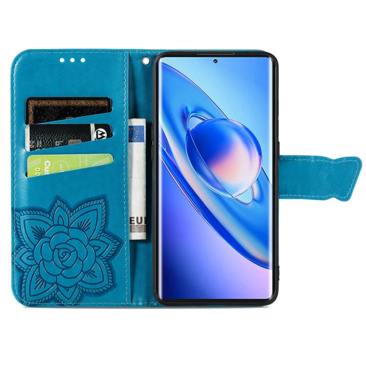 For Blackview A200 Pro Butterfly Love Flower Embossed Leather Phone Case(Blue) - More Brand by buy2fix | Online Shopping UK | buy2fix