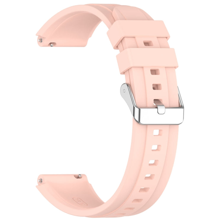 For Huawei Watch GT4 41mm Official Steps Style Silver Buckle Silicone Watch Band(Pink) - Watch Bands by buy2fix | Online Shopping UK | buy2fix