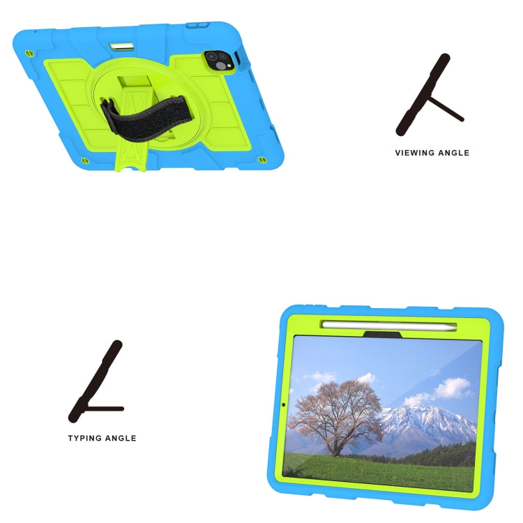 For iPad Air 11 2024 Silicone Hybrid PC Shockproof Tablet Case with Shoulder Strap(Bluish-Green) - iPad Air 11 2024 Cases by buy2fix | Online Shopping UK | buy2fix