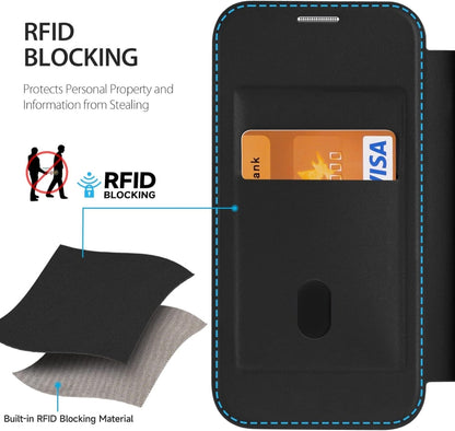 For iPhone 16 RFID Blocking Adsorption Flip MagSafe Leather Phone Case(Black) - iPhone 16 Cases by buy2fix | Online Shopping UK | buy2fix