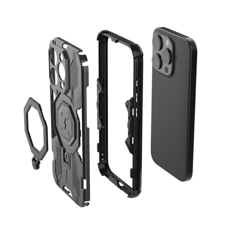 For iPhone 15 Pro MagSafe Supersonic Armor Holder PC Hybrid TPU Phone Case(Black) - iPhone 15 Pro Cases by buy2fix | Online Shopping UK | buy2fix