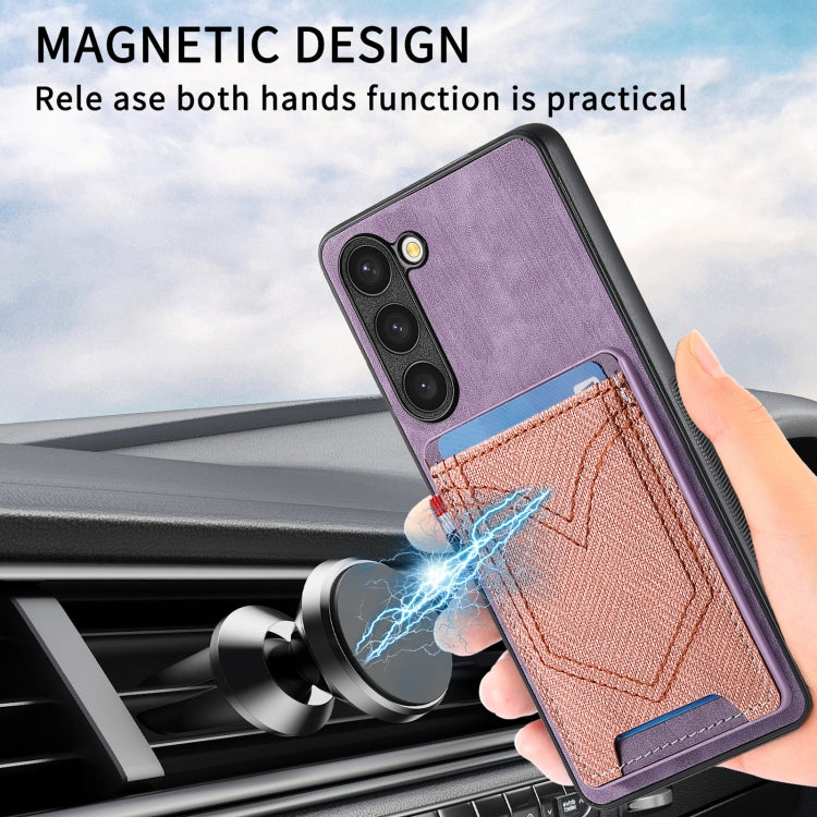 For Samsung Galaxy S25 5G Denim Texture Leather Skin Phone Case with Card Slot(Purple) - Galaxy S25 5G Cases by buy2fix | Online Shopping UK | buy2fix