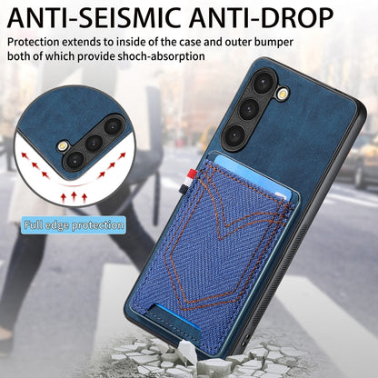 For Samsung Galaxy S25+ 5G Denim Texture Leather Skin Phone Case with Card Slot(Blue) - Galaxy S25+ 5G Cases by buy2fix | Online Shopping UK | buy2fix