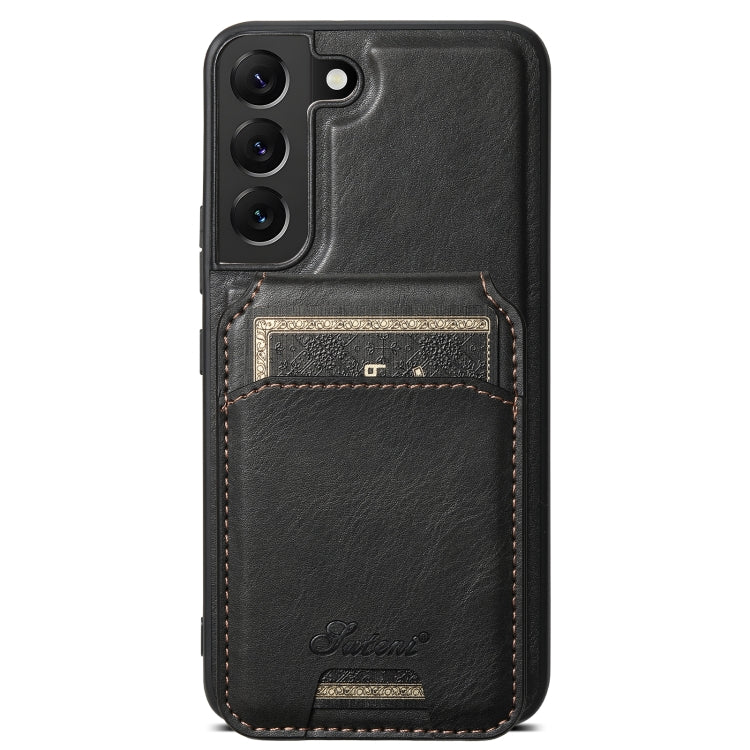 For Samsung Galaxy S22 5G Suteni H15  Oil Eax Leather Detachable Wallet Back Phone Case(Black) - Galaxy S22 5G Cases by Suteni | Online Shopping UK | buy2fix